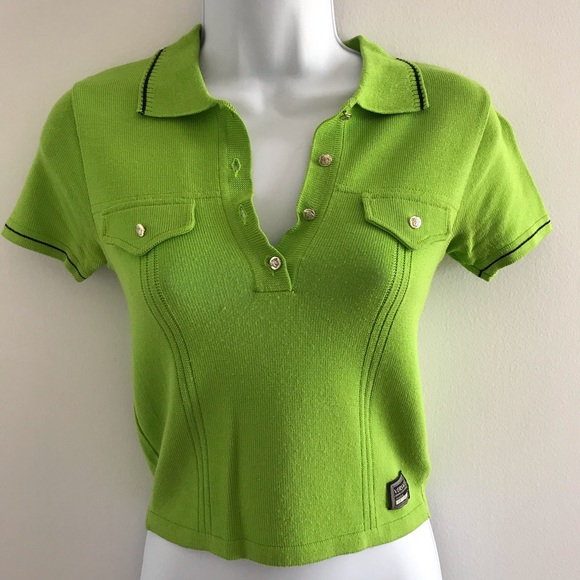 Versace Tops - Versace Vintage 90’s Green & Black Polo Shirt